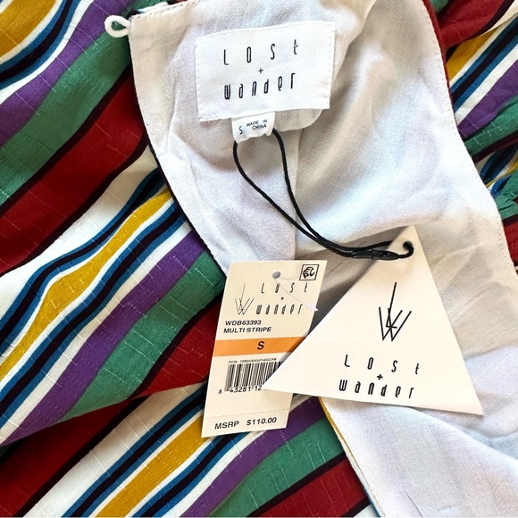 LOST + WANDER ANTHROPOLOGIE MULTI STRIPE FLUTTER RUFFLE SLEEVE AND HEM NWT! SzS - Picture 8 of 13